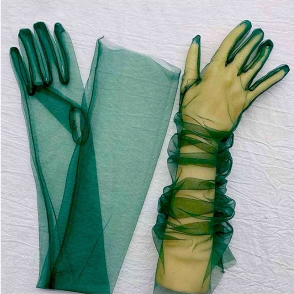 Elegant Green Sheer Gloves